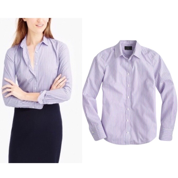 J. Crew Tops - NWT J.Crew Sz 12 Perfect Shirt in Lilac Stripe